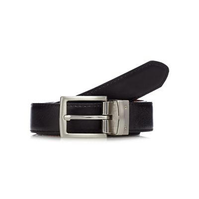 Big and tall black matte leather reversible belt